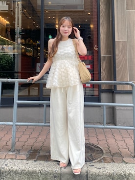 SALON by Chico/新色追加】ローズチュールペプラムブラウスを