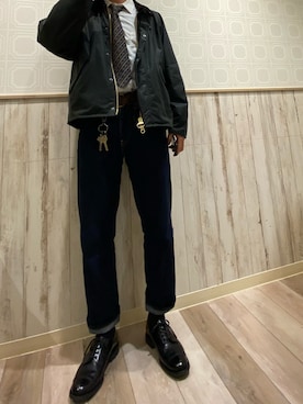 「アイテム（ブルゾン、グリーン系）」を使った、ryotoさん（メンズ・177cm）の冬コーディネート
