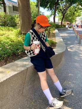 「OBEY（オベイ）のアイテム（キャップ）」を使った、czyunnさん（レディース・151cm）の夏コーディネート