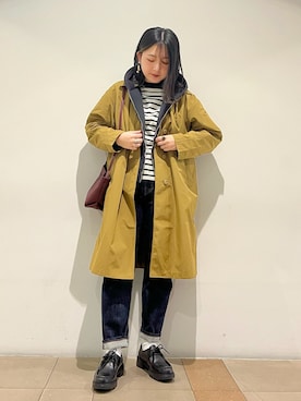 「TAION（タイオン）のアイテム（トレンチコート）」を使った、honamiさん（レディース・161cm）の秋コーディネート
