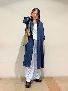 「秋コーデ」｜「アイテム（シャツワンピース）」を使った、honamiさん（レディース・161cm）の秋コーディネート