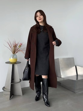 「アイテム（チェスターコート）」を使った、ぽ　んさん（レディース・161cm）の秋コーディネート