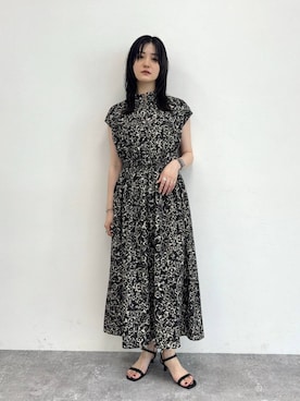 「Andemiu（アンデミュウ）のセパレートヒールサンダル664225（サンダル、ブラック系）」を使った、ぽ　んさん（レディース・161cm）の夏コーディネート