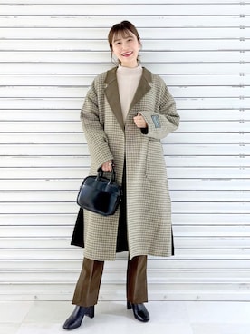 「ローリーズファーム(LOWRYS FARM)」｜「アイテム（チェスターコート）」を使った、ぽ　んさん（レディース・161cm）の秋コーディネート