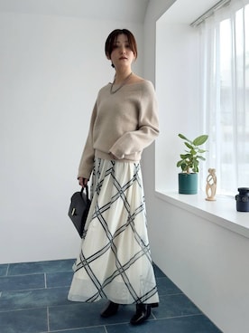 「Andemiu（アンデミュウ）のスクエアフラップバック592843（ハンドバッグ）」を使った、ぽ　んさん（レディース・161cm）の秋コーディネート