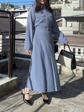 「Andemiu（アンデミュウ）のポインテッドヒールミュール654747（パンプス、ブラック系）」を使った、ぽ　んさん（レディース・161cm）の春コーディネート