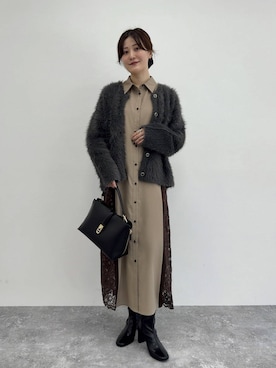 「アイテム（シャツワンピース）」を使った、ぽ　んさん（レディース・161cm）の秋コーディネート