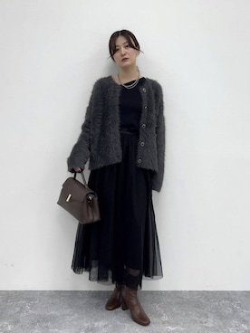 「Andemiu（アンデミュウ）のスクエアフラップバック592843（ハンドバッグ）」を使った、ぽ　んさん（レディース・161cm）の秋コーディネート