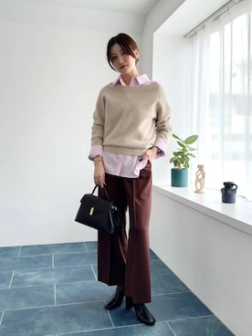 「Andemiu（アンデミュウ）のスクエアフラップバック592843（ハンドバッグ）」を使った、ぽ　んさん（レディース・161cm）の秋コーディネート