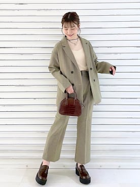 「チェックジャケット」｜「アイテム（その他）」を使った、ぽ　んさん（レディース・161cm）の秋コーディネート
