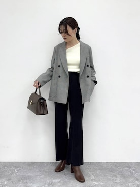 「Andemiu（アンデミュウ）のスクエアフラップバック592843（ハンドバッグ）」を使った、ぽ　んさん（レディース・161cm）の秋コーディネート