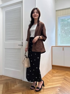 「Andemiu（アンデミュウ）のセパレートヒールサンダル323763（サンダル）」を使った、ぽ　んさん（レディース・161cm・20代）の夏コーディネート
