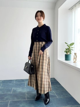 「Andemiu（アンデミュウ）のスクエアフラップバック592843（ハンドバッグ）」を使った、ぽ　んさん（レディース・161cm）の秋コーディネート