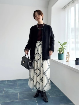 「Andemiu（アンデミュウ）のスクエアフラップバック592843（ハンドバッグ）」を使った、ぽ　んさん（レディース・161cm）の秋コーディネート