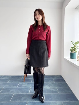 「Andemiu（アンデミュウ）のスクエアフラップバック592843（ハンドバッグ）」を使った、ぽ　んさん（レディース・161cm）の秋コーディネート