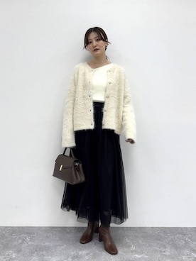 「Andemiu（アンデミュウ）のスクエアフラップバック592843（ハンドバッグ）」を使った、ぽ　んさん（レディース・161cm）の秋コーディネート