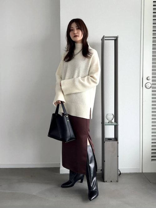 セール】アクアハイネックミドルニット491833（ニット/セーター