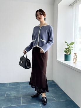 「Andemiu（アンデミュウ）のスクエアフラップバック592843（ハンドバッグ）」を使った、ぽ　んさん（レディース・161cm）の秋コーディネート