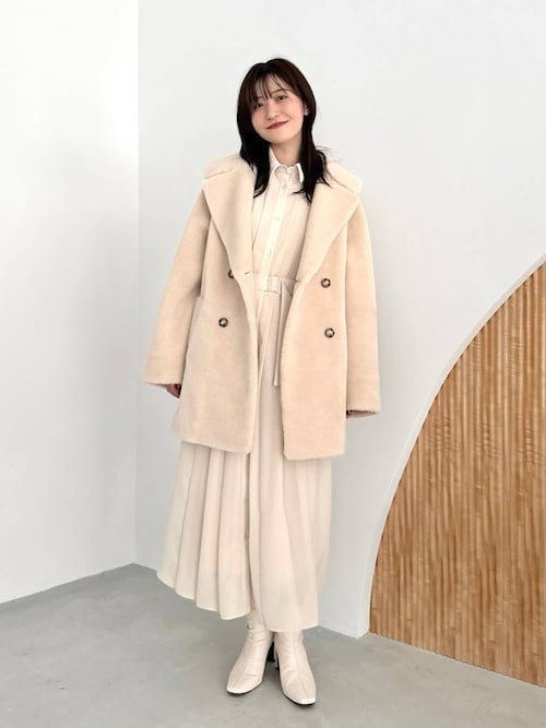 レア★完売品中古品★NOID マルチシームハイカラーハーフコート ボアフリース セール】ボアハーフコート126675（ピーコート）｜Andemiu