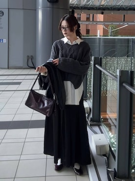 「アイテム（トップス）」を使った、ぽ　んさん（レディース・161cm）の秋コーディネート