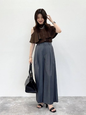 「アイテム（スラックス）」を使った、ぽ　んさん（レディース・161cm・20代）の夏コーディネート