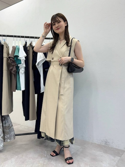 トレンチ風ノースリーブワンピース　Andemiu Andemiu｜トレンチ風ノースリーブワンピース | Rakuten Fashion