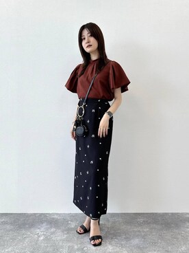 「Andemiu（アンデミュウ）のセパレートヒールサンダル323763（サンダル）」を使った、ぽ　んさん（レディース・161cm）の夏コーディネート