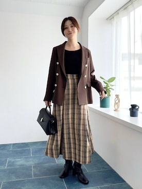 「Andemiu（アンデミュウ）のスクエアフラップバック592843（ハンドバッグ）」を使った、ぽ　んさん（レディース・161cm）の秋コーディネート