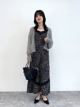 「Andemiu（アンデミュウ）のシアーベロア5分袖カットソー/1043814（Tシャツ/カットソー、グレー系）」を使った、ぽ　んさん（レディース・161cm）の夏コーディネート