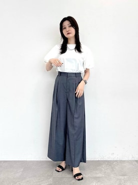 「Andemiu（アンデミュウ）のセパレートヒールサンダル323763（サンダル）」を使った、ぽ　んさん（レディース・161cm）の夏コーディネート