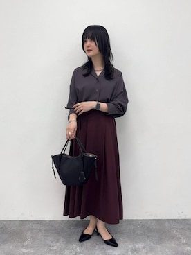 「Andemiu（アンデミュウ）のサイドストラップミュール/1045951（パンプス、ブラック系）」を使った、ぽ　んさん（レディース・161cm）の夏コーディネート