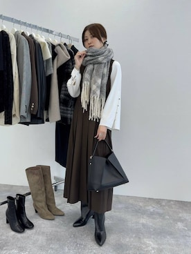 「アイテム（ジャンパースカート）」を使った、ぽ　んさん（レディース・161cm・20代）の秋コーディネート