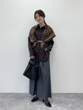 「アイテム（バンダナ/スカーフ）」を使った、ぽ　んさん（レディース・161cm）の秋コーディネート