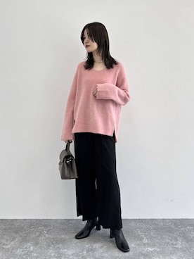 「Andemiu（アンデミュウ）のスクエアフラップバック592843（ハンドバッグ）」を使った、ぽ　んさん（レディース・161cm）の秋コーディネート