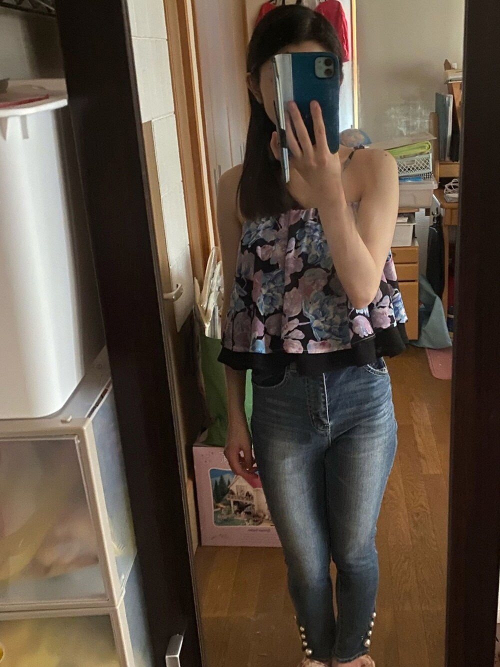「riendaのアイテム（デニムパンツ、ブルー系）」を使った、❄️ᗩ♡І❄️さん（レディース・151cm）の夏コーディネートの1枚目の写真