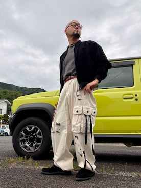 「アイテム（ミリタリージャケット）」を使った、tadashi_kikuchiさん（メンズ・171cm）の春コーディネート