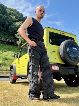 「CLEL（クレイル）の【CLEL】Hard Fringe Denim Pants/ハードフリンジデニムパンツ（デニムパンツ）」を使った、tadashi_kikuchiさん（メンズ・171cm・30代）の夏コーディネート