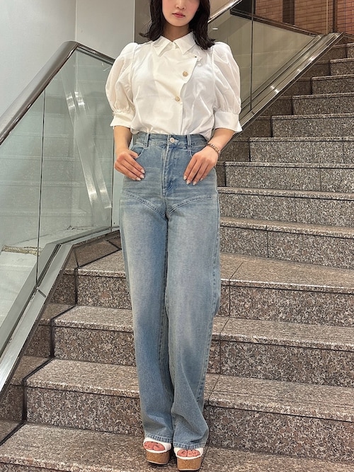 dazzlin マルチボタンデザインブラウス ネイビー ダズリン dazzlin マルチボタンデザインブラウス ネイビー ダズリン