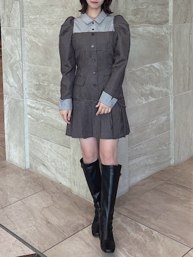 「ミニワンピ」｜asumiさん（レディース・155cm）の秋コーディネート