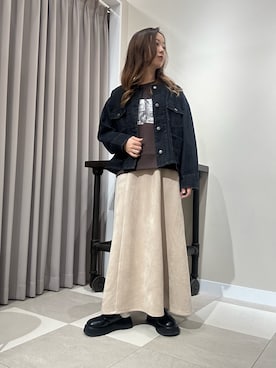 「アイテム（デニムジャケット）」を使った、zuu17さん（レディース・158cm）の秋コーディネート