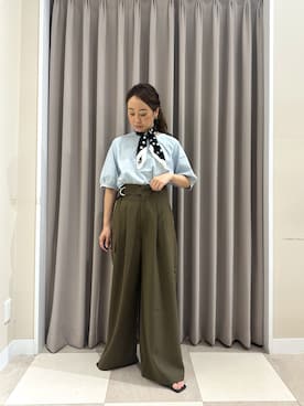 「ITEMS URBANRESEARCH（アイテムズ アーバンリサーチ）のアシメデザインベルトパンツ（その他パンツ、ベージュ系）」を使った、zuu17さん（レディース・157cm）の夏コーディネート