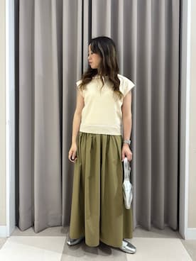「ITEMS URBANRESEARCH（アイテムズ アーバンリサーチ）の『洗濯可』ポロニットドッキングワンピース（ワンピース、ホワイト系）」を使った、zuu17さん（レディース・157cm）の春コーディネート