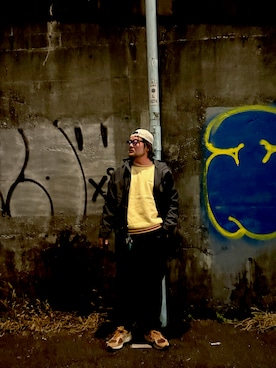 「無（ム）のアイテム」を使った、higenoyamahikonomaruさん（メンズ・172cm）の冬コーディネート