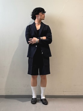 「URBAN RESEARCH DOORS（アーバンリサーチドアーズ）の『吸水速乾』セオアルファドレスショーツ（其他褲裝、ブルー系）」を使った、Kota.aさん（メンズ・166cm）の夏コーディネート