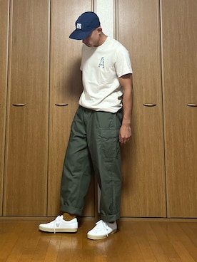 「アイテム（キャップ）」を使った、k4kさん（メンズ・175cm）の夏コーディネート
