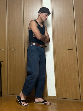 「アイテム（タンクトップ）」を使った、k4kさん（メンズ・175cm）の夏コーディネート