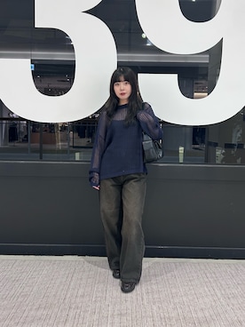 「透かし編みニット」｜manaさん（レディース・156cm）の秋コーディネート