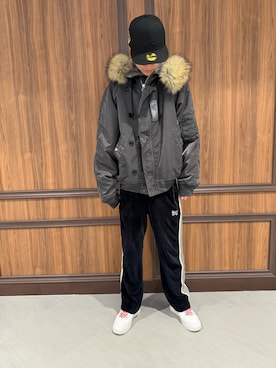 「アイテム（ミリタリージャケット）」を使った、Kimiyaさん（メンズ・177cm）の秋コーディネート