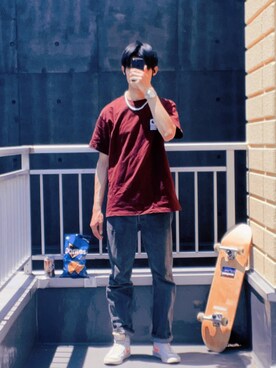 レッド系のアイテムを使った アメリカ のメンズ人気ファッションコーディネート Wear