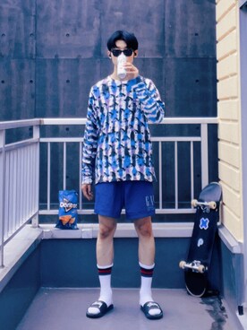 パンツ パープル系 を使った ファミマ靴下 の人気ファッションコーディネート Wear
